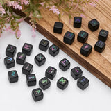 25Pcs/Set Rune Stones Set With Engraved Elder Futhark Alphabet Healing Black Obsidian For Chakra Balancing Meditation Divination