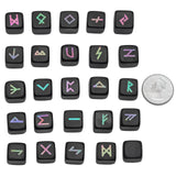 25Pcs/Set Rune Stones Set With Engraved Elder Futhark Alphabet Healing Black Obsidian For Chakra Balancing Meditation Divination