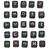 25Pcs/Set Rune Stones Set With Engraved Elder Futhark Alphabet Healing Black Obsidian For Chakra Balancing Meditation Divination