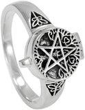 Sterling Silver Tree Pentacle Poison Locket Ring (Sizes 5-12)