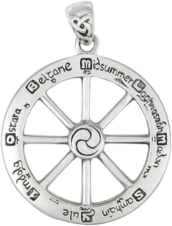 Sterling Silver Cut Out Wheel of the Year Pendant