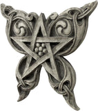 Butterfly Pentacle Wall Plaque Stone Finish