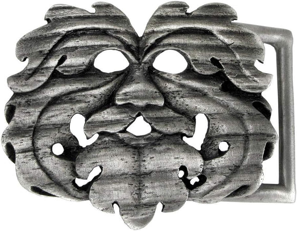 Pewter Oak King Green Man Belt Buckle