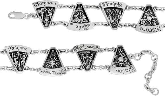 Sterling Silver Pagan Wheel of the Year Bracelet