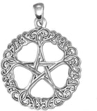 Sterling Silver Rose Pentacle Pentagram Pendant