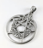 Sterling Silver Crescent Moon Pentacle Pentagram Pendant