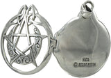 Sterling Silver Crescent Moon Aromatherapy Pentacle Pentagram Locket