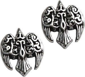 Sterling Silver Celtic Goddess Morrigan Raven Earring Studs