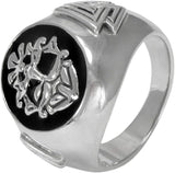 Large Sterling Silver Runic Norse God Odin Ring (Size 5-15)