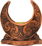 Moon Candle Holder Wood Finish