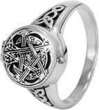 Sterling Silver Moon Pentacle Poison Locket Ring (Sizes 5-12)