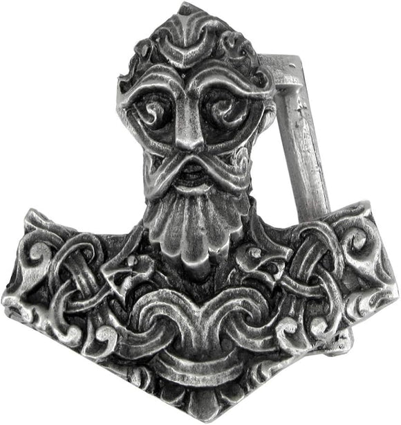 Pewter Norse God Thors Hammer Mjolnir Belt Buckle