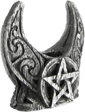 Pewter Mini Crescent Moon Pentacle Chime Candle Holder