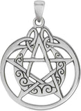 Sterling Silver Crescent Moon Pentacle Pentagram Pendant