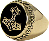 Bronze Large Rune Thors Hammer Ring (size 5-15)