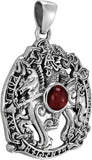 Sterling Silver Odin Sleipnir Pendant with Natural Garnet