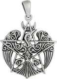 Sterling Silver Crescent Raven Pentacle Pendant