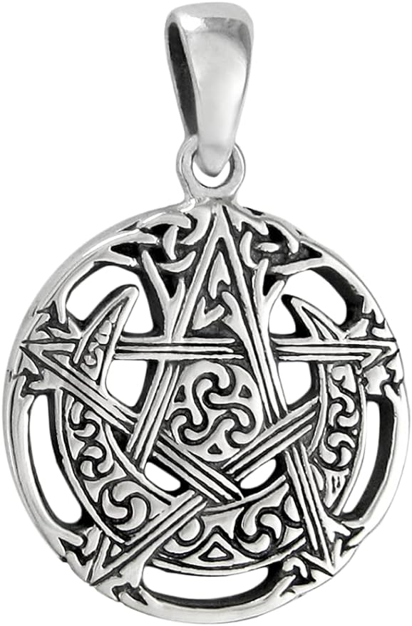 Sterling Silver Small Cut Moon Pentacle Pendant