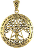 Bronze Extra Large Cut Out Tree Pentacle Pentagram Pendant