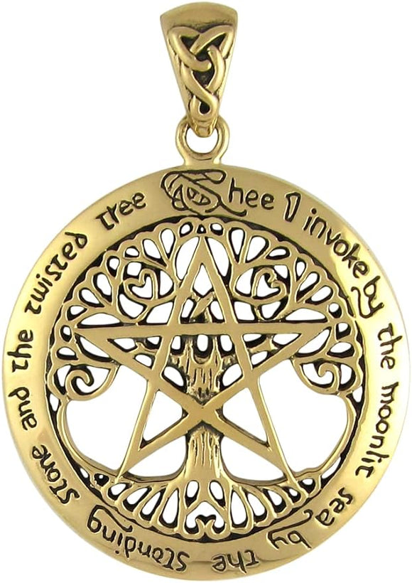 Bronze Extra Large Cut Out Tree Pentacle Pentagram Pendant