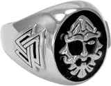 Large Sterling Silver Runic Norse God Odin Ring (Size 5-15)