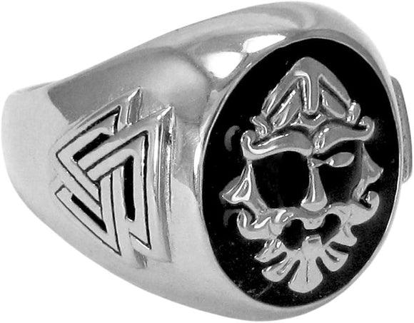 Large Sterling Silver Runic Norse God Odin Ring (Size 5-15)