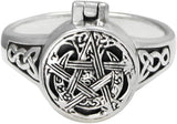 Sterling Silver Moon Pentacle Poison Locket Ring (Sizes 5-12)