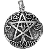 Sterling Silver Aromatherapy Tree Pentacle Pentagram Locket; 1 Inch Diameter