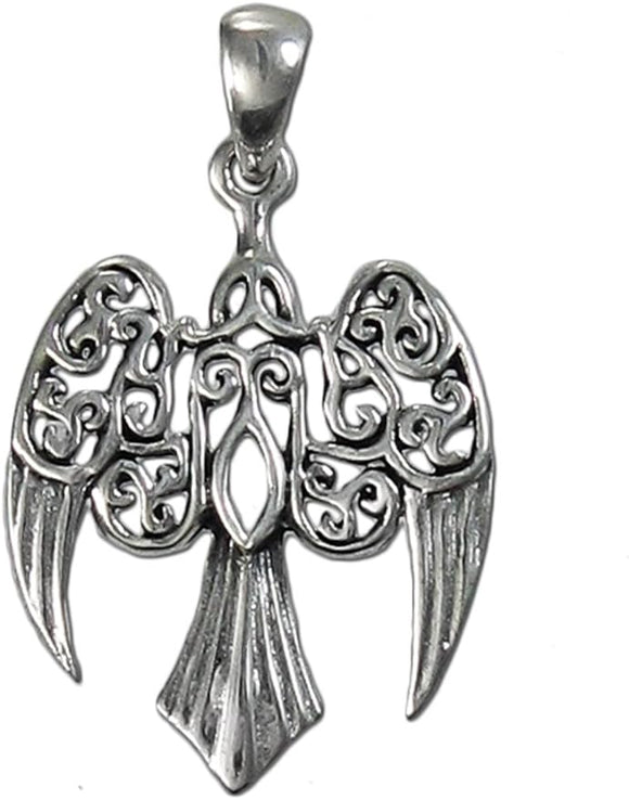 Sterling Silver Small Morrigan Raven Pendant