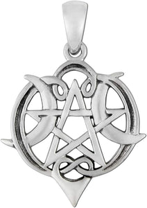 Sterling Silver Small Heart Pentacle Pentagram Pendant