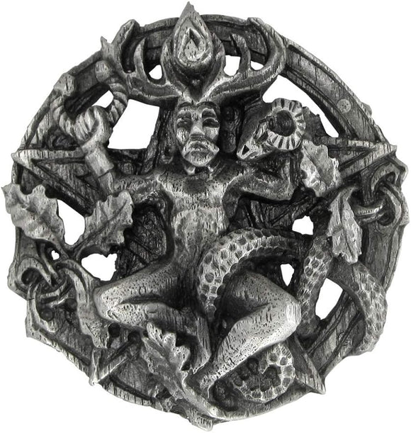 Pewter Cernunnos Celtic Horned God Belt Buckle