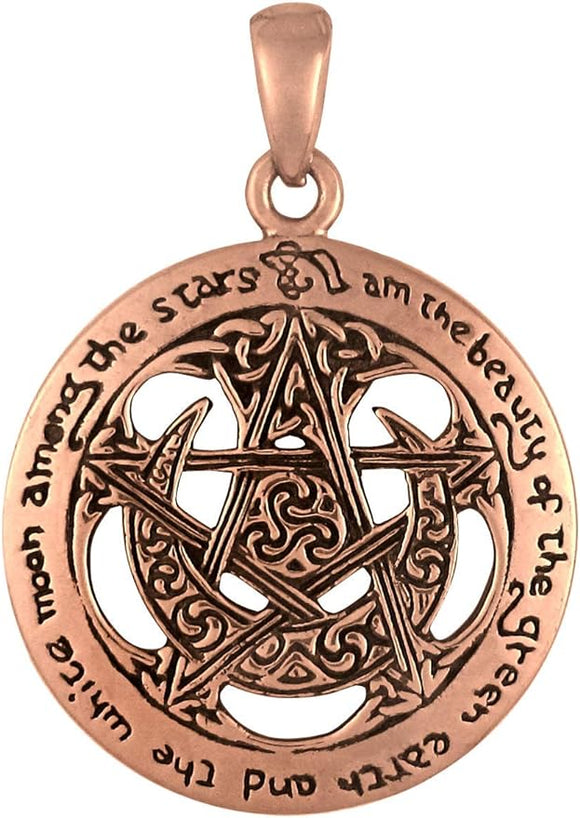 Copper Large Cut Out Moon Pentagram Pentacle Pendant