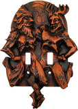 Green Man and Horned God Double Switchplate Wood Finish