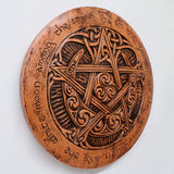 Large Moon Pentacle Plaque in Wood Finish