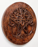 Large Tree Pentacle Plaque Wood Finish