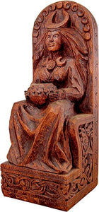 Seated Goddess Statue Wood Finish Brown