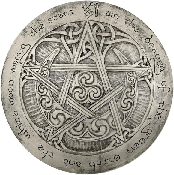 Large Moon Pentacle Plaque Stone Finish