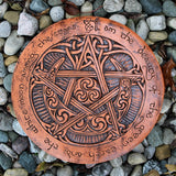 Large Moon Pentacle Plaque in Wood Finish