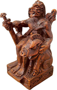 Seated Norse God Freyr Statue Wood Finish