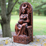 Seated Goddess Statue Wood Finish Brown