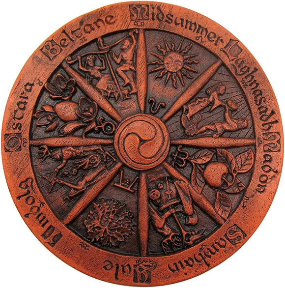 Small Wheel of The Year Plaque Wood Finish