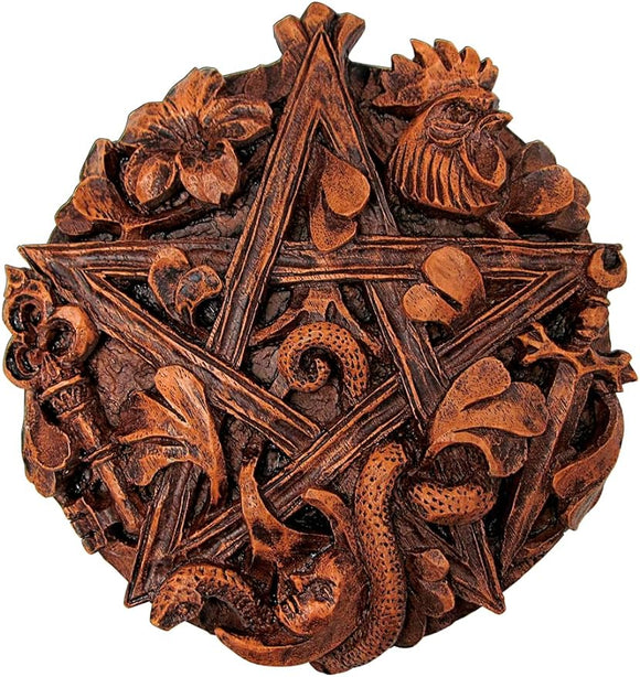 Cimaruta Pentacle Wall Plaque Wood Finish