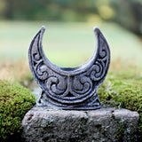 Pewter Mini Crescent Moon Pentacle Chime Candle Holder