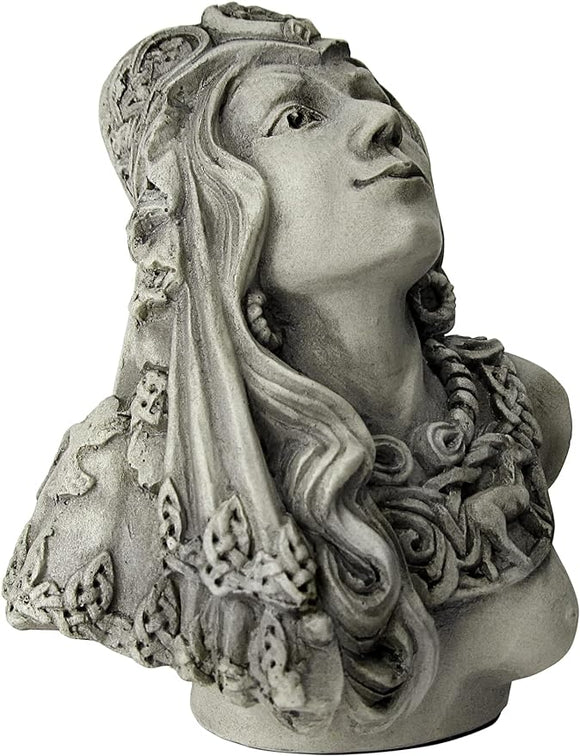 Small Goddess Rhiannon Bust Statue in Stone Finish