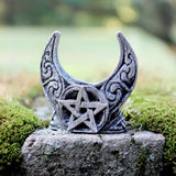 Pewter Mini Crescent Moon Pentacle Chime Candle Holder