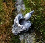 Mini Pewter Raven with Norse Runes Chime Candle Holder