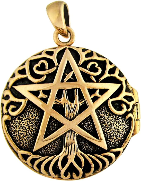 Bronze Tree Pentacle Pentagram Aromatherapy Locket