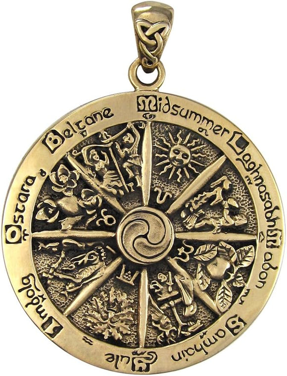 Bronze Large Wheel of the Year Pendant