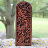 Seated Goddess Statue Wood Finish Brown