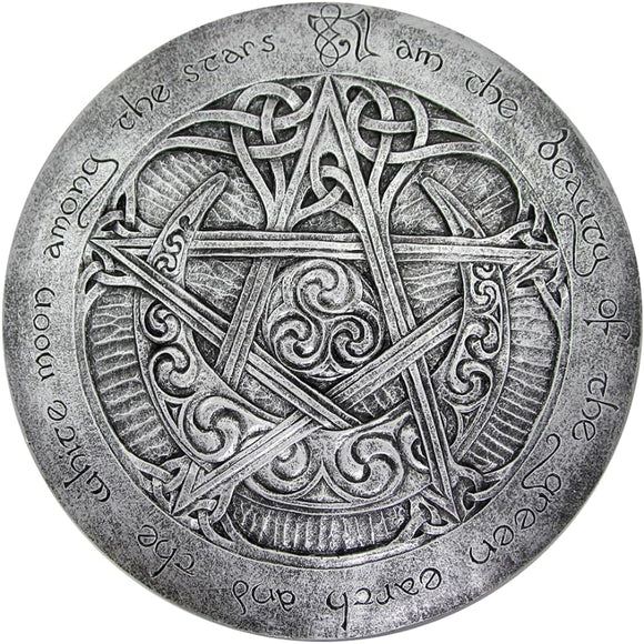 Large Moon Pentacle Plaque Silver Finish